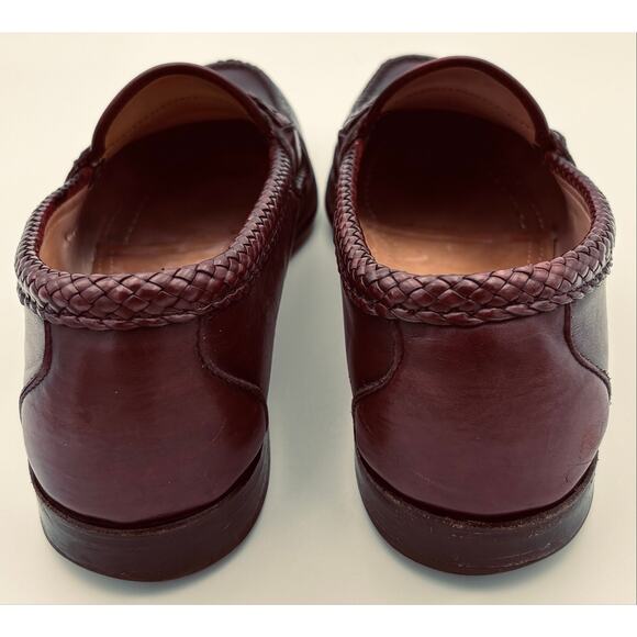 Allen Edmonds Newcomb Leather Burgundy Woven Braided Trim Loafers Size 11.5 D main image 5